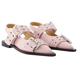 Ganni-Ballerine femminili con fibbia - Ganni - Pelle sintetica - Rosa-Rosa