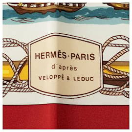 Hermès-Lenço de seda Hermes Red Navires d Europe-Vermelho,Outro