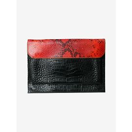 Dries Van Noten Pochette con dettagli in pelle di serpente multi Nero
