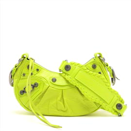 Balenciaga-Le Cagole XS Arena Lambskin Leather 2-Ways Hobo Bag Fluo-Other