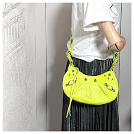 Balenciaga-Le Cagole XS Arena Lambskin Leather 2-Ways Hobo Bag Fluo-Other
