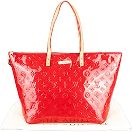 Louis Vuitton-Bolsa Louis Vuitton Red Vernis Monograma Bellevue GM Shopper-Vermelho
