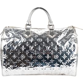 Louis Vuitton-Louis Vuitton Silver Mirror Monogram Edition Speedy 35 handbag-Silvery