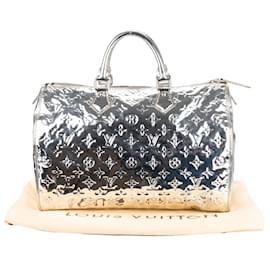 Louis Vuitton-Louis Vuitton Silver Mirror Monogram Edition Speedy 35 handbag-Silvery