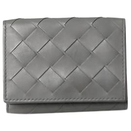 Bottega Veneta-Portafoglio pieghevole intrecciato grigio-Grigio