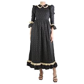 Autre Marque-Schwarzes, florales Kleid mit Rüschenbesatz – Größe UK 8-Schwarz