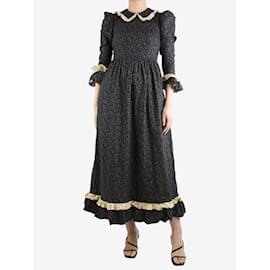 Autre Marque-Schwarzes, florales Kleid mit Rüschenbesatz – Größe UK 8-Schwarz