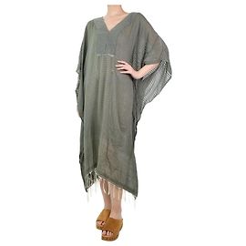 Louis Vuitton Caftano in cotone verde oliva con scollo a V - taglia One Size Verde