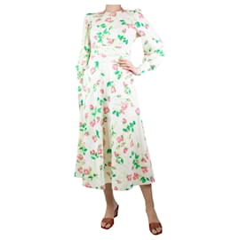 Autre Marque-Vestido midi estructurado con estampado de rosas color crema - talla UK 8-Crudo