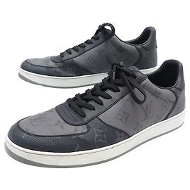 NEUF CHAUSSURES LOUIS VUITTON BASKET RIVOLI MONOGRAM ECLIPSE 1A8EB 43 SHOES Gris
