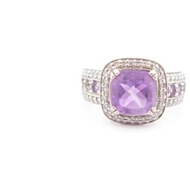 Autre Marque-MATY RING 0871311 55 WHITE GOLD 18K AMETHYST AND DIAMONDS 0.23ct 4.7GR RING-Silvery
