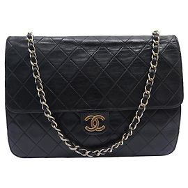 VINTAGE CHANEL SQUARE TIMELESS HANDBAG QUILTED LEATHER SIMPLE FLAP BAG Black