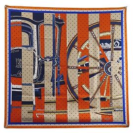Hermès NOVO LENÇO DE SEDA HERMES LA BERLINE BAYADERE WLODECK KAMINSKI + CAIXA DE LENÇO Laranja