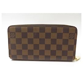 Louis Vuitton-LOUIS VUITTON CARTEIRA ZIPPY DAMIER EBENE LONA N41661 CARTEIRA MARROM-Marrom