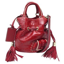 LANCEL PREMIER FLIRT PM EM BOLSA04652 BOLSA DE MÃO CROCO COURO Vermelho