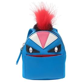 NEUER JUWEL FENDI CHARM ZAINO MINI-RUCKSACK 7AR457 MONSTER-SCHLÜSSELANHÄNGER BLAU Blau