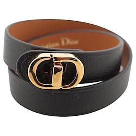 Christian Dior-NEW CHRISTIAN DIOR BRACELET 30 MONTAIGNE lined TOWER M 21CM IN LEATHER BOX-Black