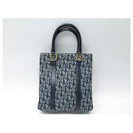 Christian Dior-Christian Dior Trotter handbag 24CM OBLIQUE CANVAS TOTE TOTE HAND BAG-Navy blue