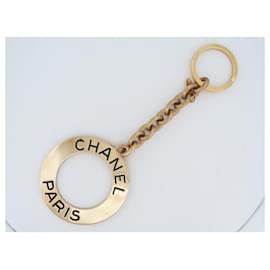 Chanel-PORTA-CHAVES VINTAGE CHANEL 1989 PORTA-CHAVES VDE CASTELLANE MEDALLION LOGOTIPO-Dourado