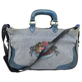 Fendi-BOLSO DE MANO FENDI HOBO 8BR529 ED LIMITEE BOLSO DE MANO CON LENTEJUELAS BORDADO EN LONA DE PIEL LAGARTO-Azul