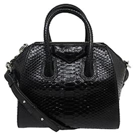 Givenchy-NOVA BOLSA GIVENCHY ANTIGONA MINI EM BOLSA DE COURO PYTHON CROSSBODY-Preto