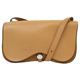 Hermès BOLSA HERMES COLORADO MM EM LONA E BOLSA DE COURO DE LONA DOURADA Outro