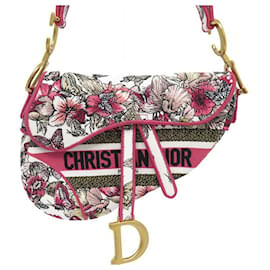 Christian Dior-NEUF SAC A MAIN CHRISTIAN DIOR SADDLE TOILE BUTTERFLY PAPILLON EDIT LIMITEE BAG-Rose