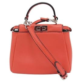 NEUES JUWEL FENDI PEEKABOO NANO MINIATUR-HANDTASCHE 7AR412 LEDER-CHARM-TASCHE Orange