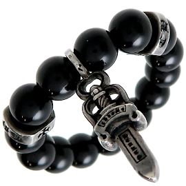 Chrome Hearts Silber Onyx Perlen Dolch Charm Ring Metallring in Sehr Gutem Zustand Andere