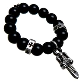 Chrome Hearts-Silberner Onyxperlen-Dolch-Charm-Ring-Andere
