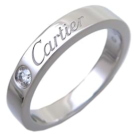 Cartier-Platinum C De Engraved Ring-Other