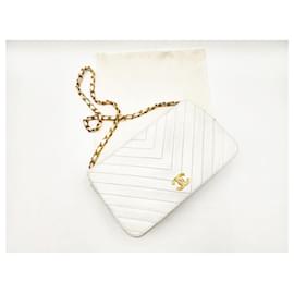 Chanel-Chanel Timeless Classic Chevron White Single Flap Shoulder Bag-White