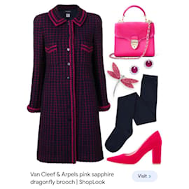 Chanel-Coletores de botões CC Casaco de Tweed Brilhante-Multicor