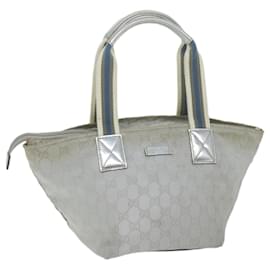 Gucci-GUCCI GG Canvas Handtasche Silber 131228 Auth 65707-Silber