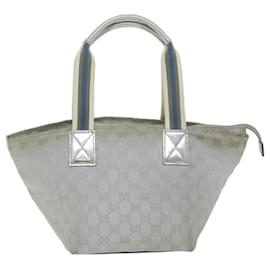 Gucci-GUCCI GG Canvas Hand Bag Silver 131228 auth 65707-Silvery