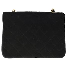 Chanel-CHANEL Matelasse Turn Lock Chain Shoulder Bag Cotton Black CC Auth yk10415-Black