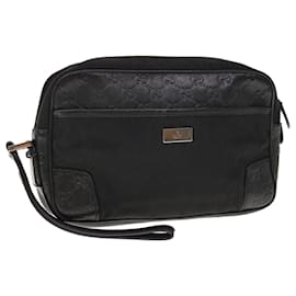 Gucci-GUCCI Guccissima Clutch Bag Nylon Leather Black 162782 auth 65851-Black
