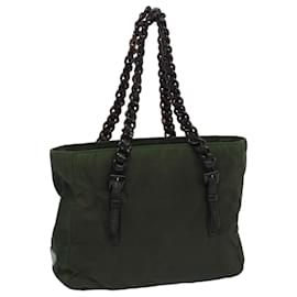 Prada-PRADA Hand Bag Nylon Khaki Auth 66130-Khaki