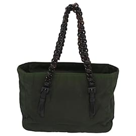 Prada-PRADA Hand Bag Nylon Khaki Auth 66130-Khaki