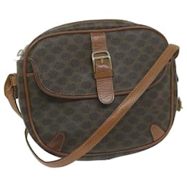 Céline-CELINE Macadam Canvas Shoulder Bag PVC Leather Brown Auth 65786-Brown