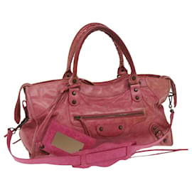 Balenciaga-BALENCIAGA Le sac à main à temps partiel en cuir 2façon rose 168028 auth 65949-Rose
