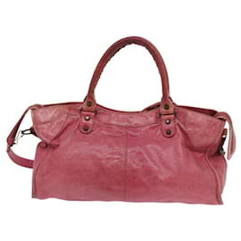 Balenciaga-BALENCIAGA Le sac à main à temps partiel en cuir 2façon rose 168028 auth 65949-Rose