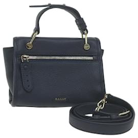 Bally-BALLY Shoulder Bag Leather 2way Navy Auth yk10576-Navy blue