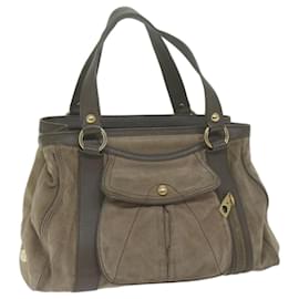 Céline-CELINE Hand Bag Suede Brown Auth bs11843-Brown