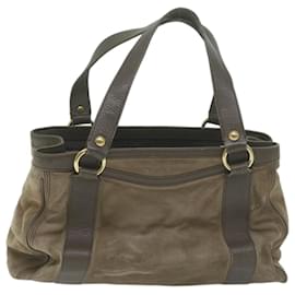 Céline-CELINE Hand Bag Suede Brown Auth bs11843-Brown