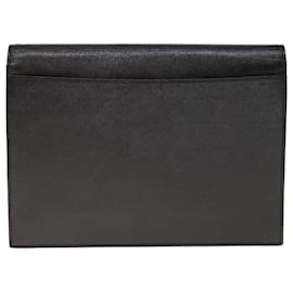 Saint Laurent-SAINT LAURENT Clutch Bag Leather Black Auth yk10564-Black