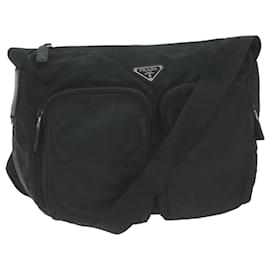 Prada-PRADA Shoulder Bag Nylon Black Auth 66006-Black