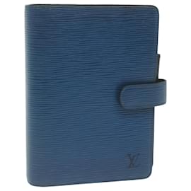 Louis Vuitton-LOUIS VUITTON Epi Agenda MM Tagesplaner Cover Blau R20055 LV Auth 66110-Blau