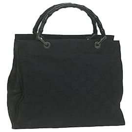 Gucci-GUCCI Bamboo GG Canvas Hand Bag Black 002 1010 auth 65515-Black