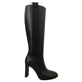 John Galliano leather boots black Black